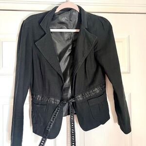 Olivia Moon Black Women's Blazer with Lace Detail